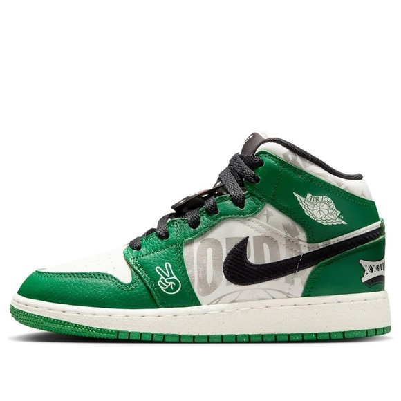 Jordan Shoes - NEW Air Jordan 1 size 7 Womens Mid Overbranded Green shoes